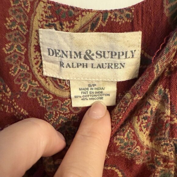 Denim & Supply Ralph Lauren Red Boho Tiered Maxi Dress Small - Picture 3 of 14